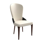 Chaise de salle à manger en bois massif revêtue de cuir Havana, design bicolore