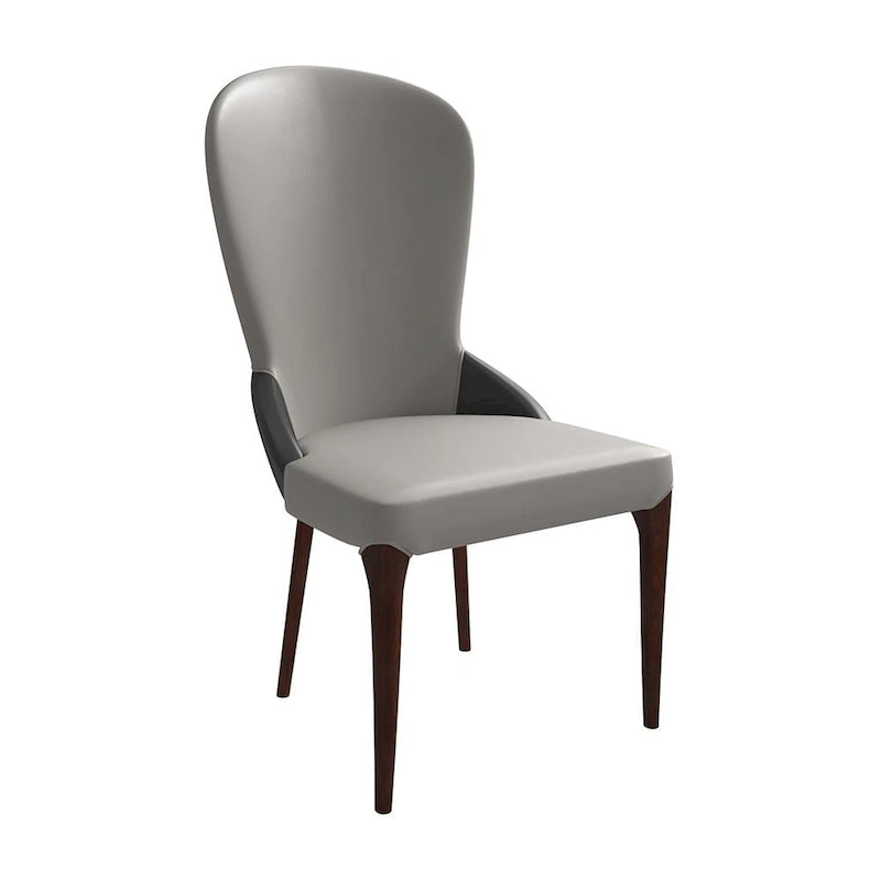 Chaise de salle à manger en bois massif revêtue de cuir Havana, design bicolore