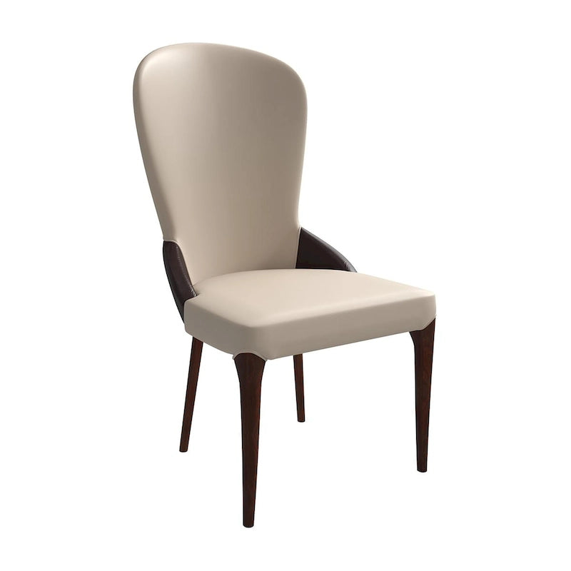 Chaise de salle à manger en bois massif revêtue de cuir Havana, design bicolore