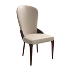 Chaise de salle à manger en bois massif revêtue de cuir Havana, design bicolore