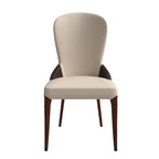 Chaise de salle à manger en bois massif revêtue de cuir Havana, design bicolore