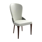 Chaise de salle à manger en bois massif revêtue de cuir Havana, design bicolore
