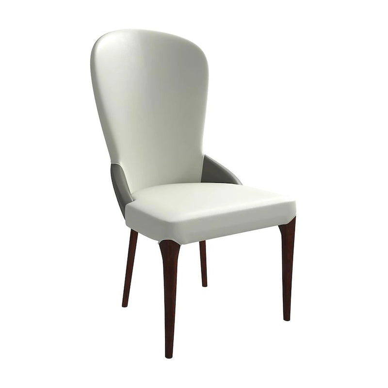 Chaise de salle à manger en bois massif revêtue de cuir Havana, design bicolore