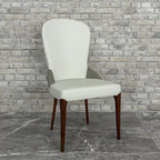 Chaise de salle à manger en bois massif revêtue de cuir Havana, design bicolore