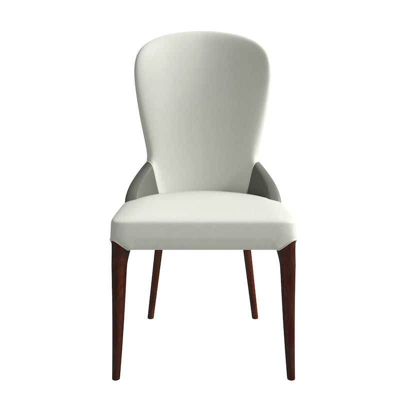 Chaise de salle à manger en bois massif revêtue de cuir Havana, design bicolore