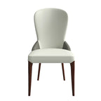 Chaise de salle à manger en bois massif revêtue de cuir Havana, design bicolore