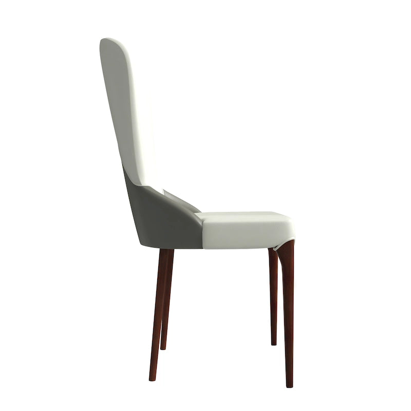 Chaise de salle à manger en bois massif revêtue de cuir Havana, design bicolore