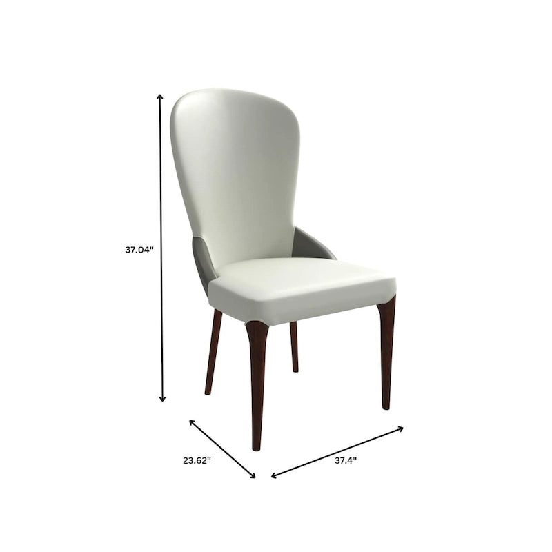 Chaise de salle à manger en bois massif revêtue de cuir Havana, design bicolore