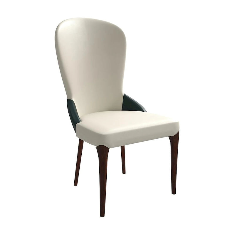 Chaise de salle à manger en bois massif revêtue de cuir Havana, design bicolore