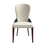 Chaise de salle à manger en bois massif revêtue de cuir Havana, design bicolore