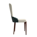 Chaise de salle à manger en bois massif revêtue de cuir Havana, design bicolore