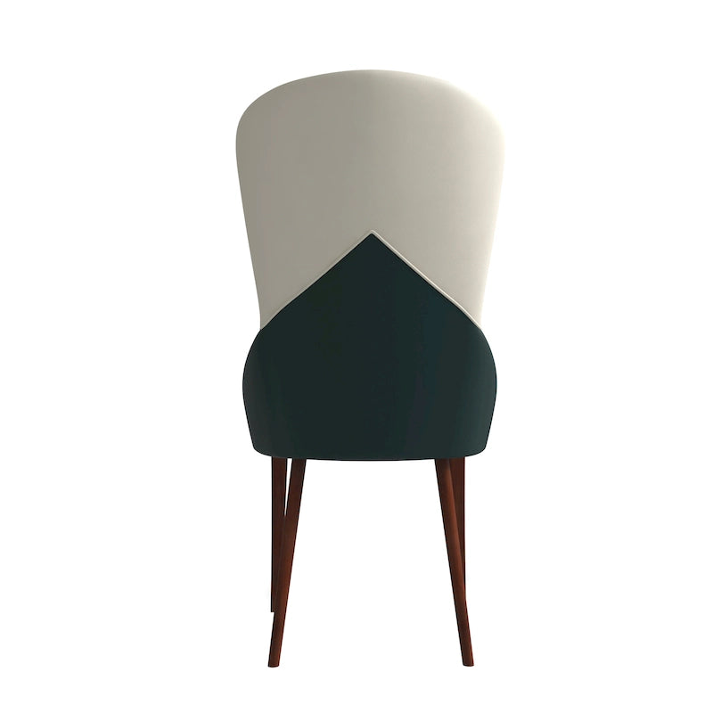 Chaise de salle à manger en bois massif revêtue de cuir Havana, design bicolore