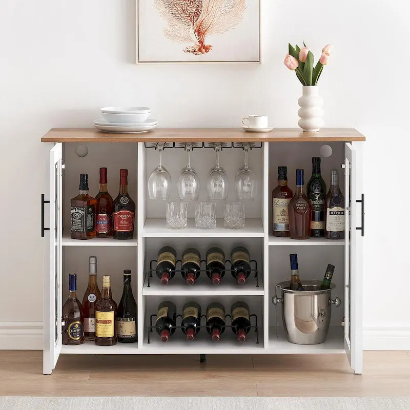 Meuble bar à vin avec éclairage LED - 15,7 cm (P) x 47,2 cm (L) x 34,61 cm (H)