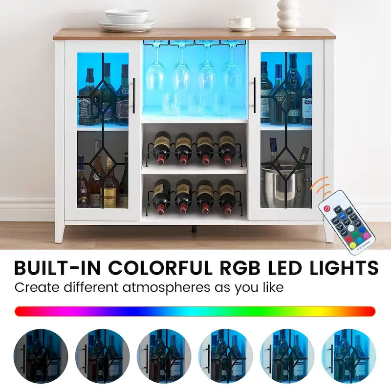 Meuble bar à vin avec éclairage LED - 15,7 cm (P) x 47,2 cm (L) x 34,61 cm (H)