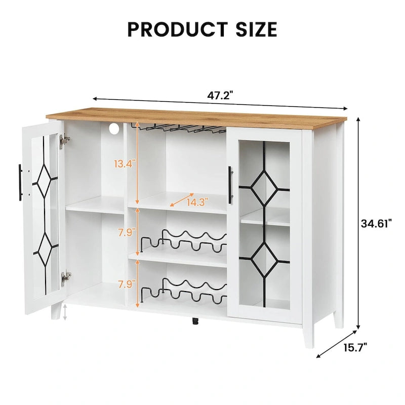 Meuble bar à vin avec éclairage LED - 15,7 cm (P) x 47,2 cm (L) x 34,61 cm (H)