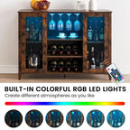 Meuble bar à vin avec éclairage LED - 15,7 cm (P) x 47,2 cm (L) x 34,61 cm (H)