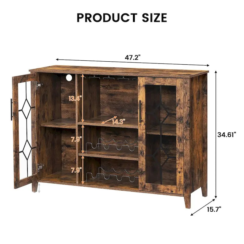 Meuble bar à vin avec éclairage LED - 15,7 cm (P) x 47,2 cm (L) x 34,61 cm (H)
