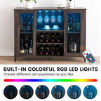 Meuble bar à vin avec éclairage LED - 15,7 cm (P) x 47,2 cm (L) x 34,61 cm (H)