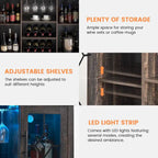 Meuble bar à vin avec éclairage LED - 15,7 cm (P) x 47,2 cm (L) x 34,61 cm (H)