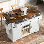 Îlot de cuisine de style campagnard de 53,5 po avec prise électrique