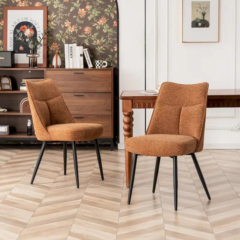 Ensemble de 2 chaises de cuisine et de salle à manger modernes en tissu rembourré