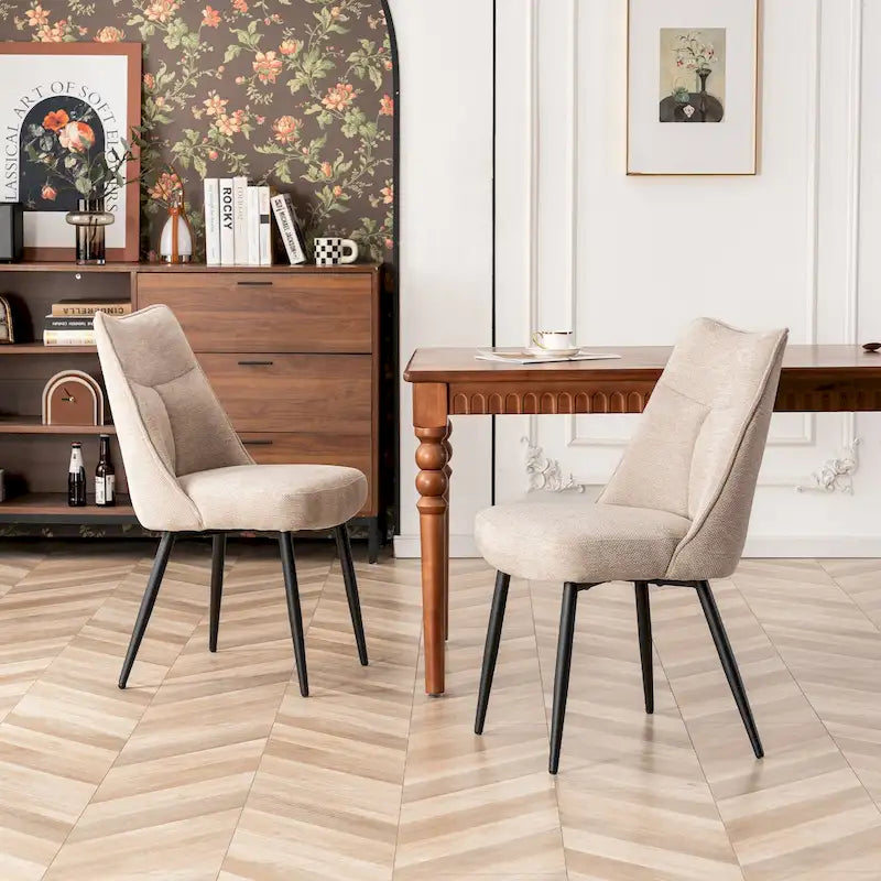 Ensemble de 2 chaises de cuisine et de salle à manger modernes en tissu rembourré