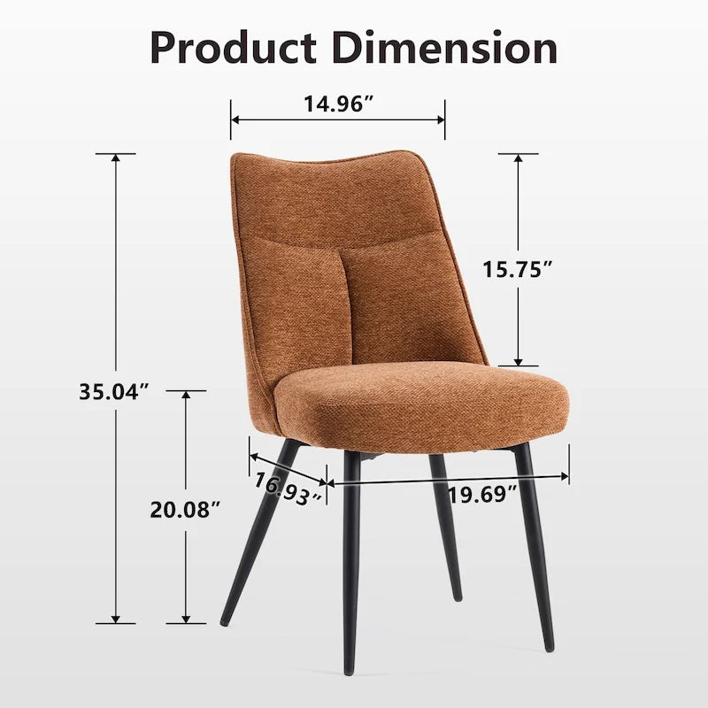 Ensemble de 2 chaises de cuisine et de salle à manger modernes en tissu rembourré