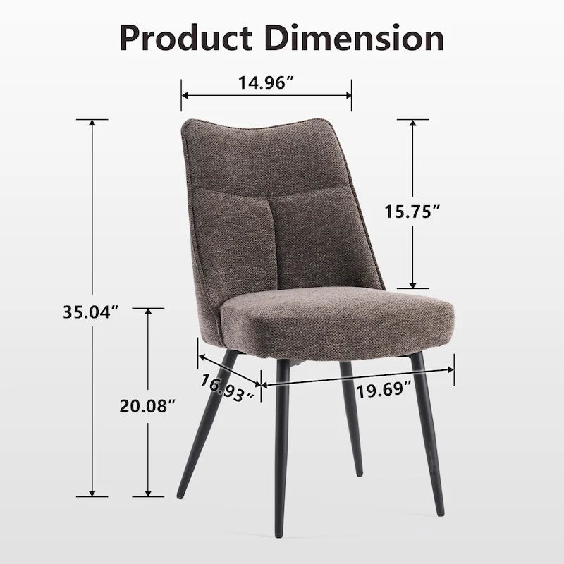 Ensemble de 2 chaises de cuisine et de salle à manger modernes en tissu rembourré