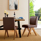 Ensemble de 4 chaises de salle à manger Glitzhome, revêtues de similicuir et dotées de pieds en bois en forme de V