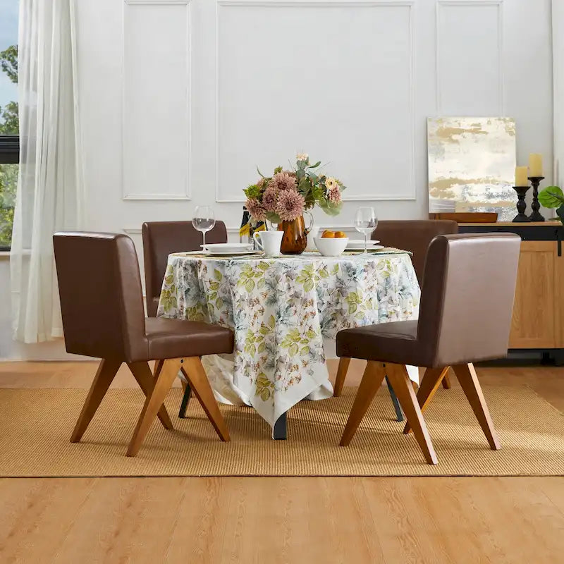Ensemble de 4 chaises de salle à manger Glitzhome, revêtues de similicuir et dotées de pieds en bois en forme de V