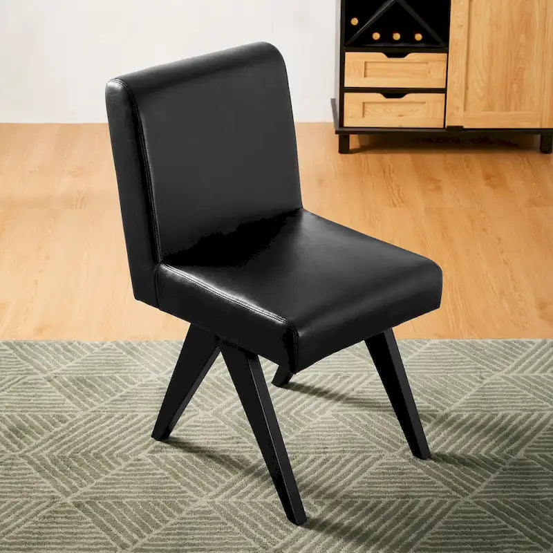 Ensemble de 4 chaises de salle à manger Glitzhome, revêtues de similicuir et dotées de pieds en bois en forme de V