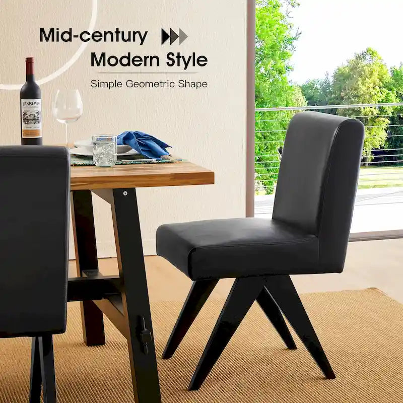 Ensemble de 4 chaises de salle à manger Glitzhome, revêtues de similicuir et dotées de pieds en bois en forme de V