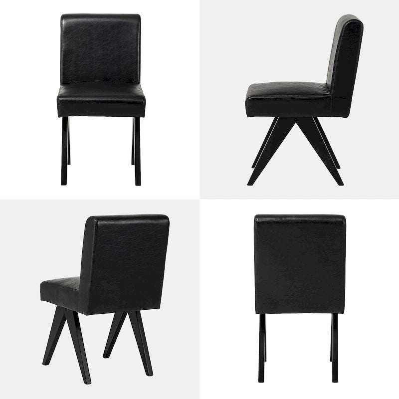 Ensemble de 4 chaises de salle à manger Glitzhome, revêtues de similicuir et dotées de pieds en bois en forme de V