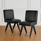 Ensemble de 4 chaises de salle à manger Glitzhome, revêtues de similicuir et dotées de pieds en bois en forme de V