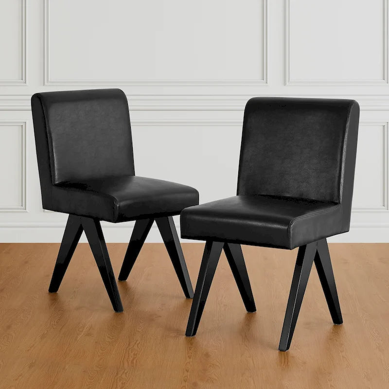 Ensemble de 4 chaises de salle à manger Glitzhome, revêtues de similicuir et dotées de pieds en bois en forme de V