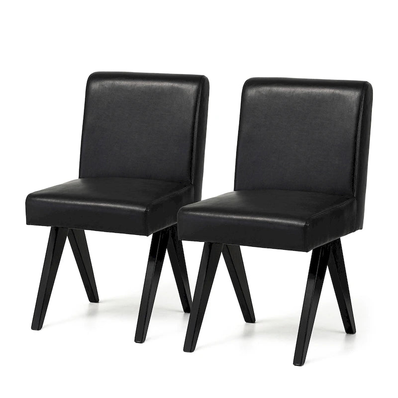 Ensemble de 4 chaises de salle à manger Glitzhome, revêtues de similicuir et dotées de pieds en bois en forme de V
