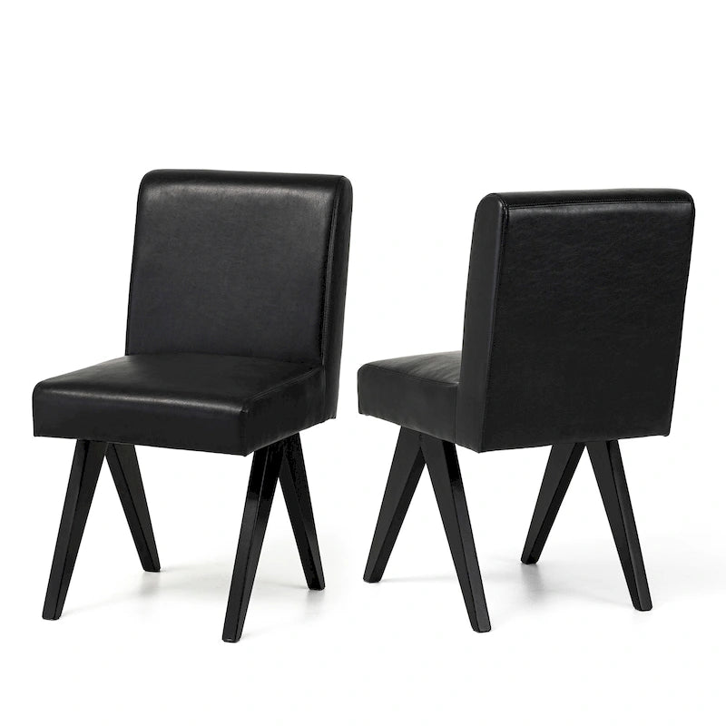 Ensemble de 4 chaises de salle à manger Glitzhome, revêtues de similicuir et dotées de pieds en bois en forme de V