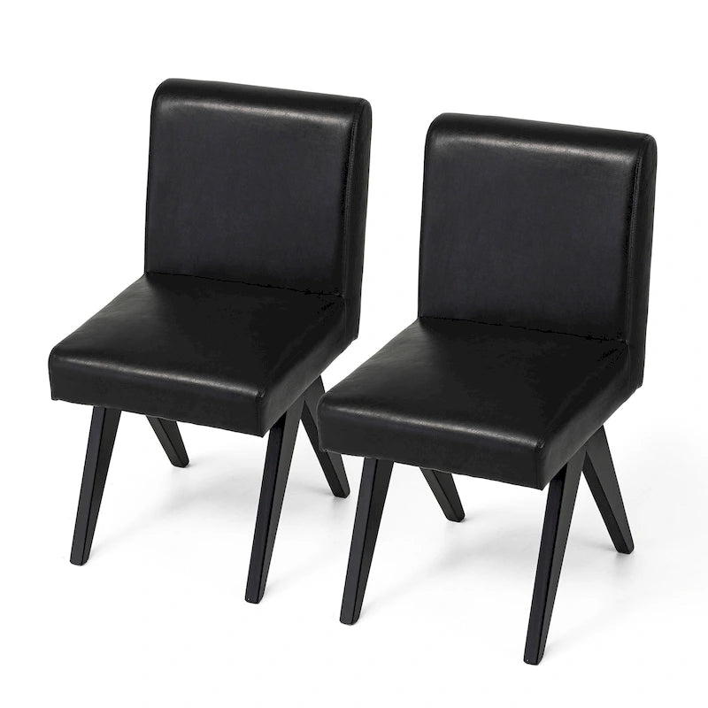 Ensemble de 4 chaises de salle à manger Glitzhome, revêtues de similicuir et dotées de pieds en bois en forme de V