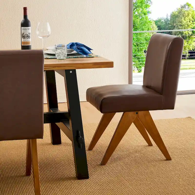 Ensemble de 4 chaises de salle à manger Glitzhome, revêtues de similicuir et dotées de pieds en bois en forme de V