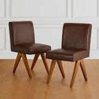 Ensemble de 4 chaises de salle à manger Glitzhome, revêtues de similicuir et dotées de pieds en bois en forme de V