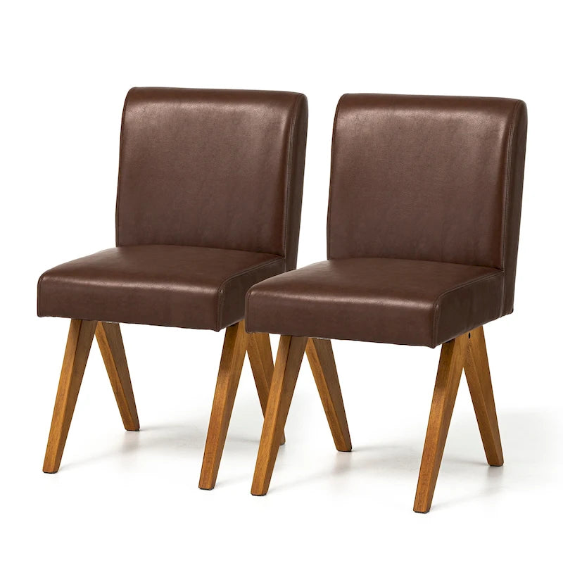 Ensemble de 4 chaises de salle à manger Glitzhome, revêtues de similicuir et dotées de pieds en bois en forme de V