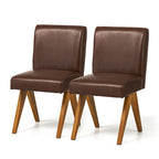 Ensemble de 4 chaises de salle à manger Glitzhome, revêtues de similicuir et dotées de pieds en bois en forme de V