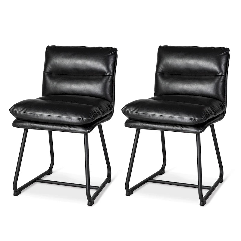 Ensemble de 2 ou 4 chaises de salle à manger d'appoint modernes Glitzhome, revêtues d'un épais cuir PU et dotées de pieds en métal