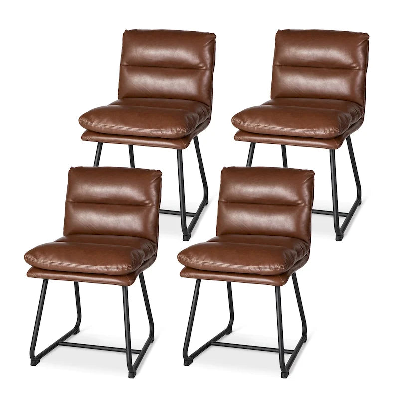 Ensemble de 2 ou 4 chaises de salle à manger d'appoint modernes Glitzhome, revêtues d'un épais cuir PU et dotées de pieds en métal