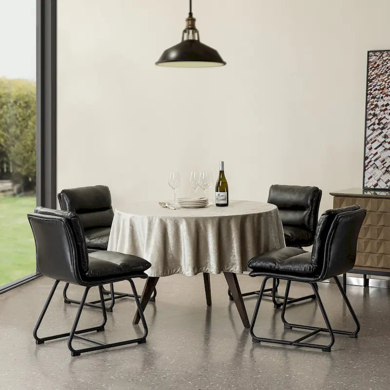 Ensemble de 2 ou 4 chaises de salle à manger d'appoint modernes Glitzhome, revêtues d'un épais cuir PU et dotées de pieds en métal