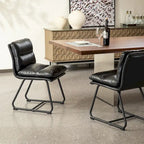 Ensemble de 2 ou 4 chaises de salle à manger d'appoint modernes Glitzhome, revêtues d'un épais cuir PU et dotées de pieds en métal
