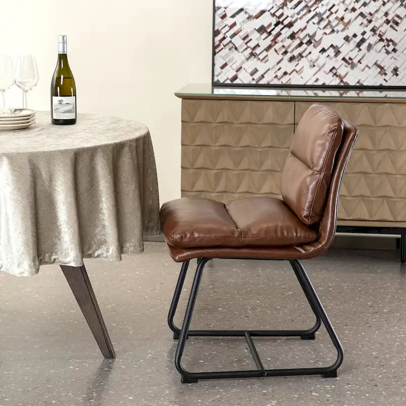 Ensemble de 2 ou 4 chaises de salle à manger d'appoint modernes Glitzhome, revêtues d'un épais cuir PU et dotées de pieds en métal