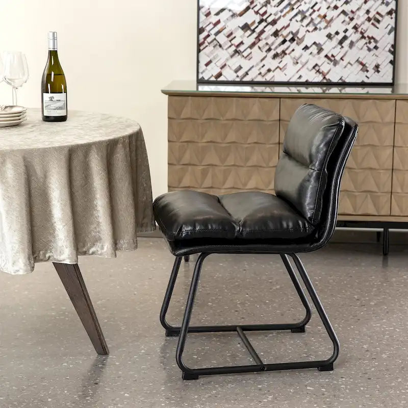 Ensemble de 2 ou 4 chaises de salle à manger d'appoint modernes Glitzhome, revêtues d'un épais cuir PU et dotées de pieds en métal