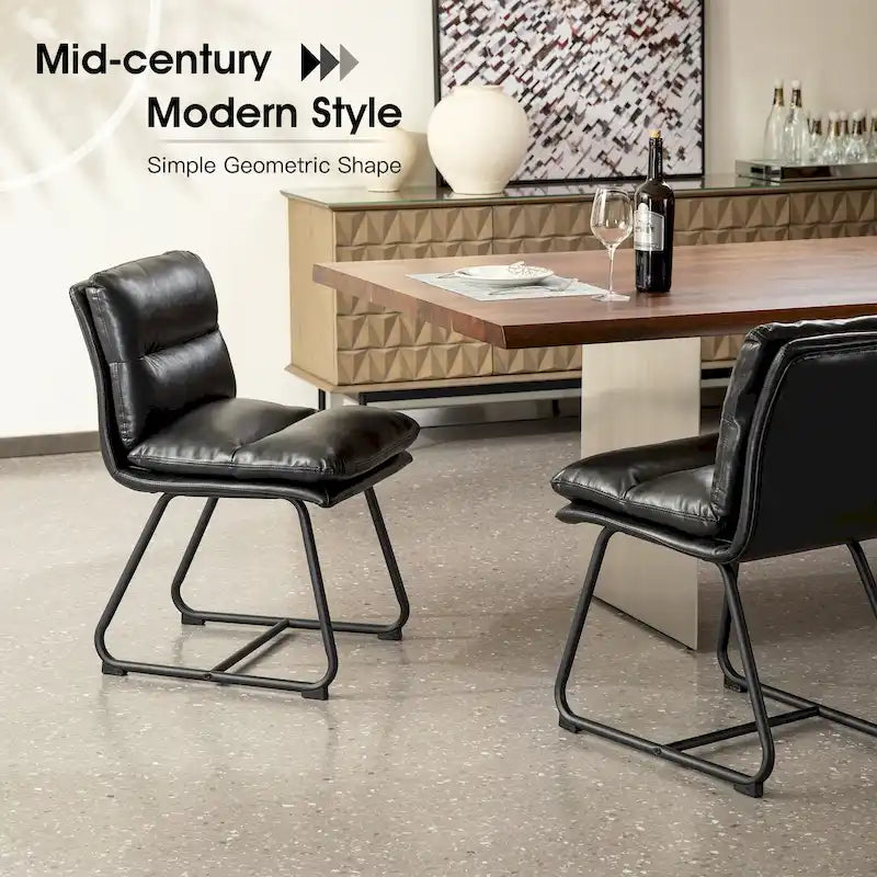Ensemble de 2 ou 4 chaises de salle à manger d'appoint modernes Glitzhome, revêtues d'un épais cuir PU et dotées de pieds en métal