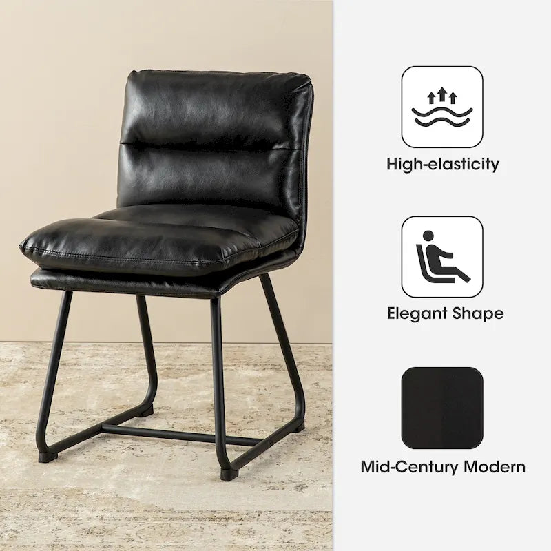 Ensemble de 2 ou 4 chaises de salle à manger d'appoint modernes Glitzhome, revêtues d'un épais cuir PU et dotées de pieds en métal